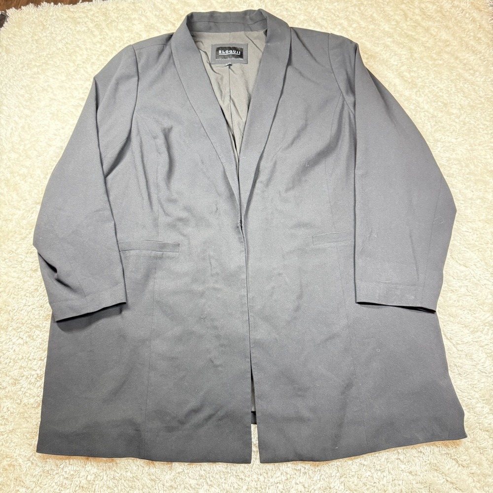 Elegantly Chic Black Blazer Jacket Eloquii Plus 26 Longline Duster Coat Career